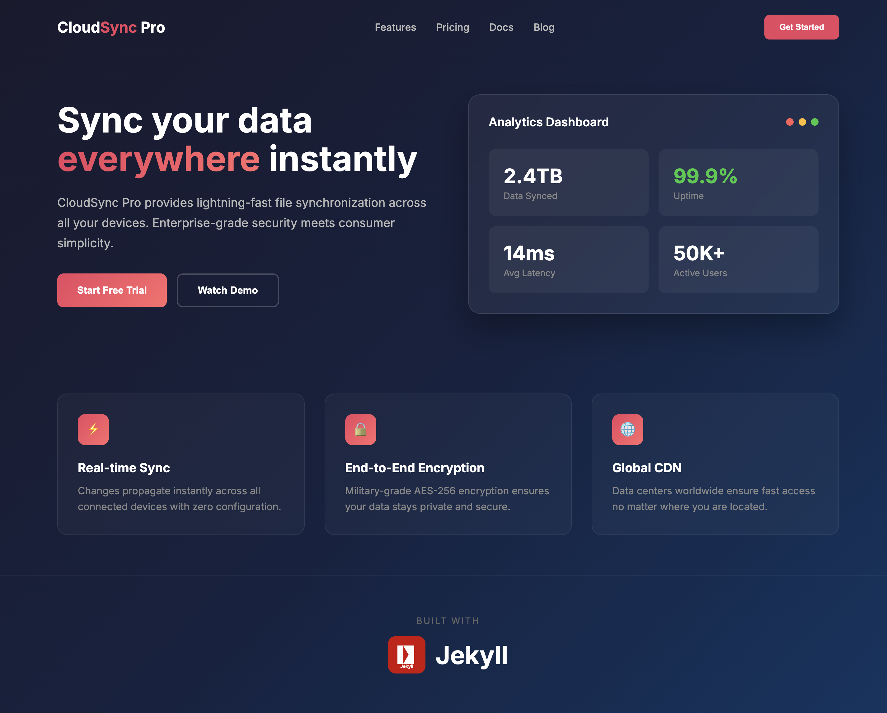 Jekyll static site example