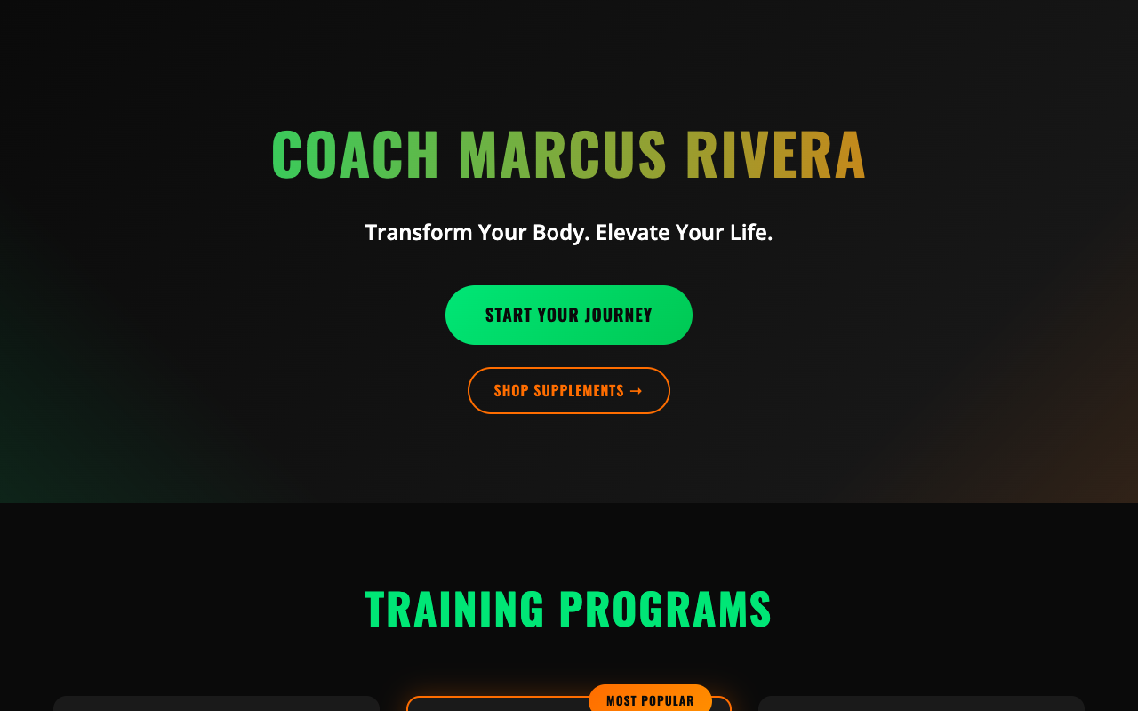 Peak Performance PT personal trainer website