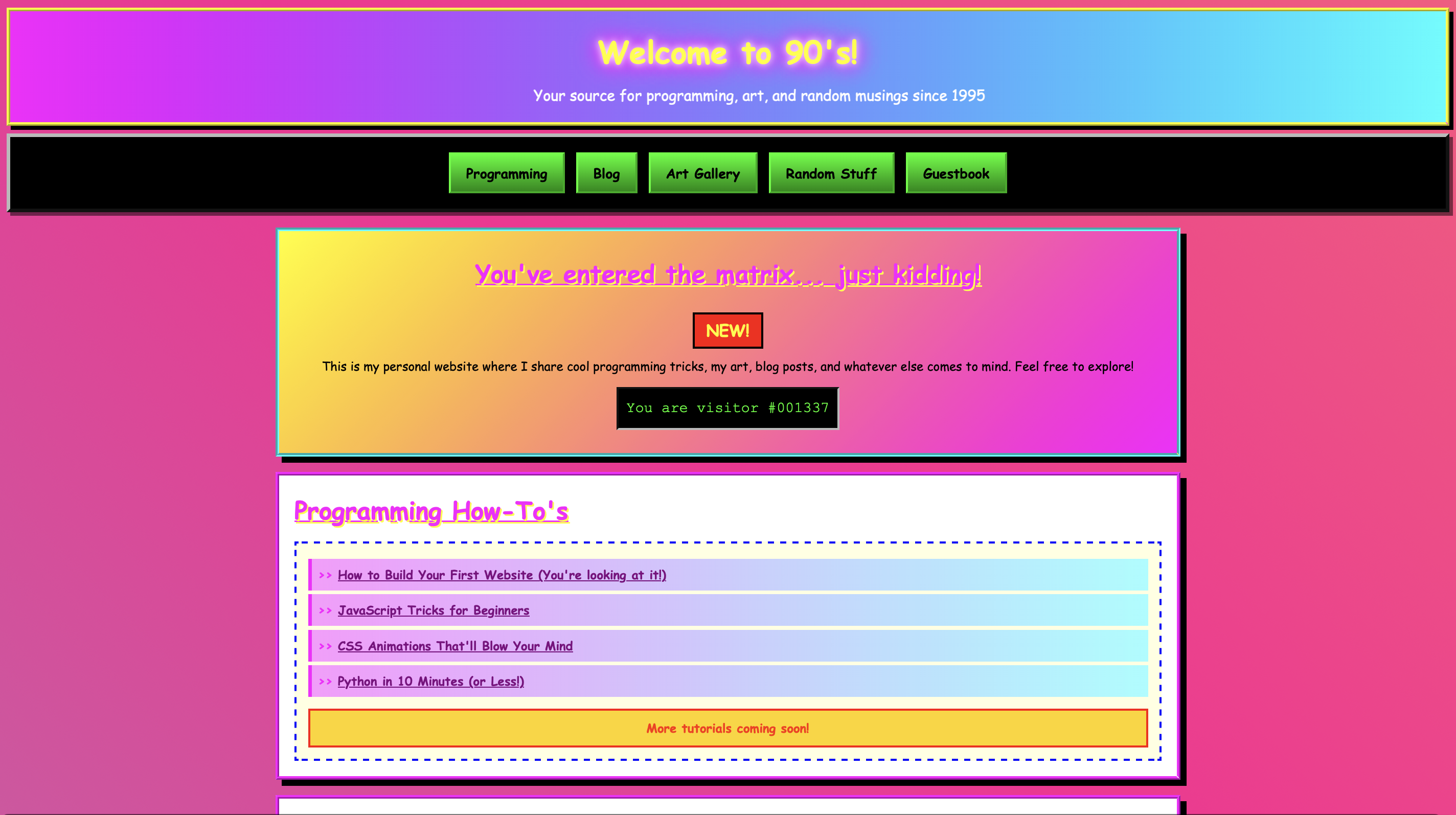 90s retro styled website