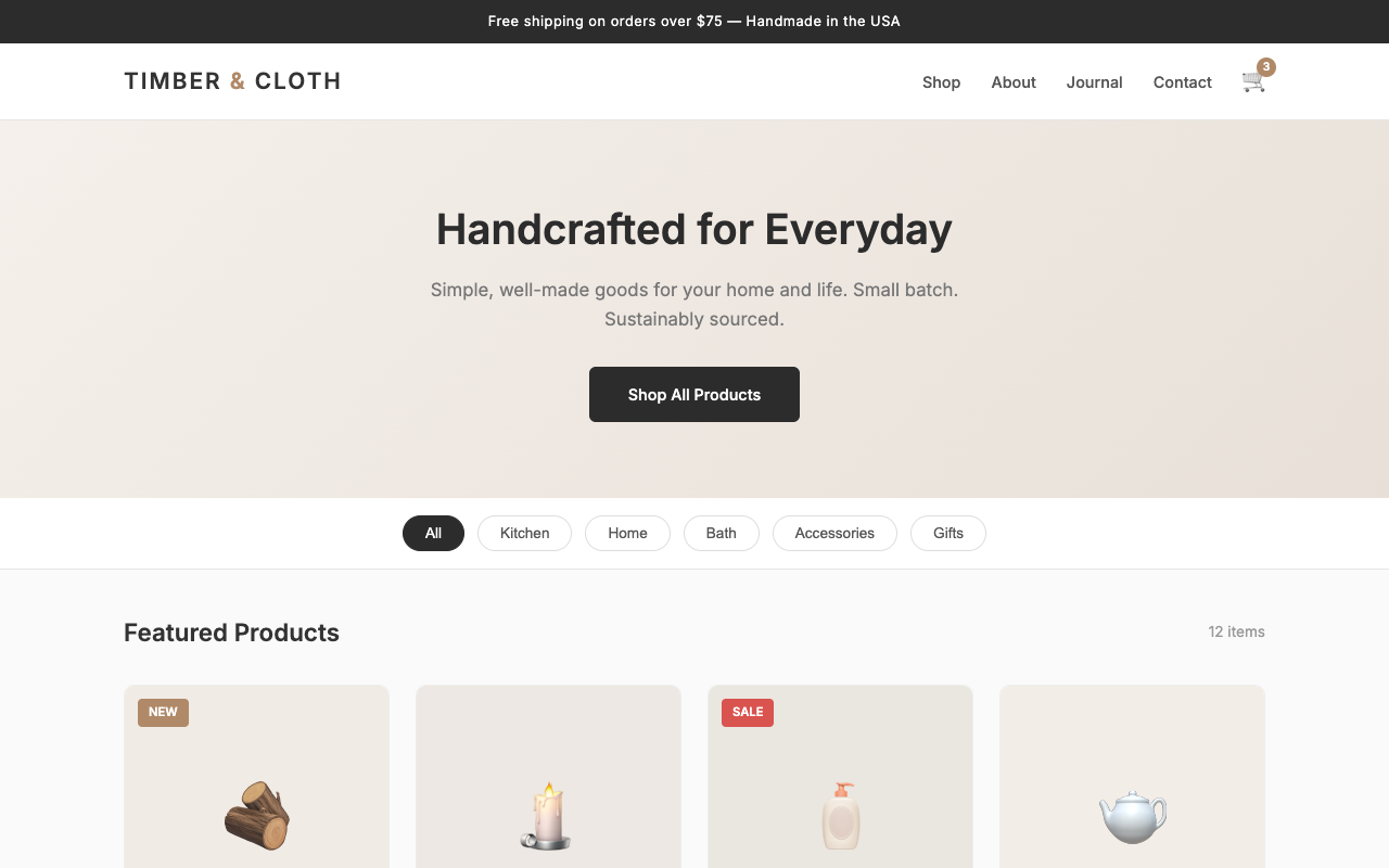 Timber & Cloth catalog store